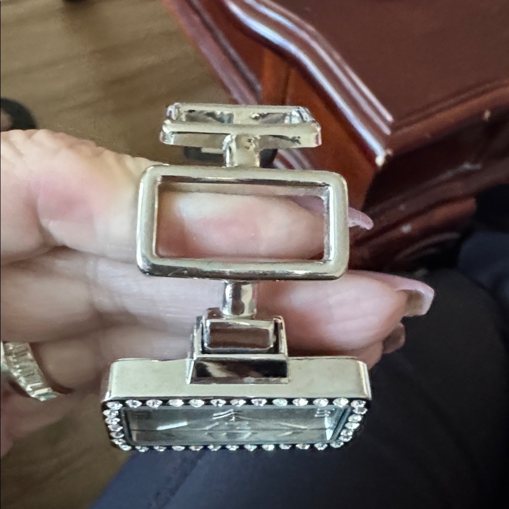 Silver Rectangular Watch with Rhinestones - image 2